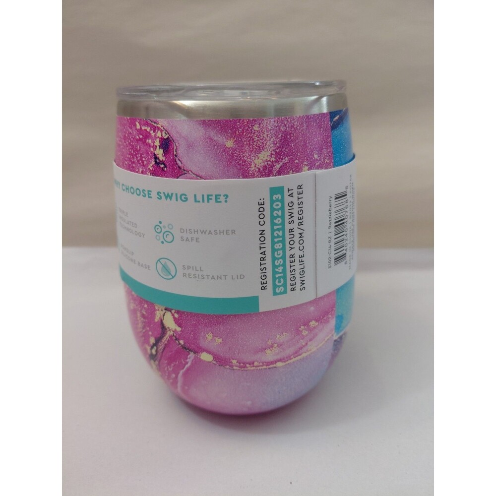 Swig Life Razzleberry Stemless Wine Cup w/Lid 14 oz Stainless Steel Insulated - Picture 3 of 9